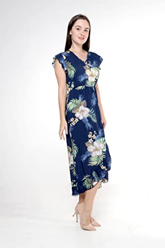 Image of Matchable Family Hawaiian Luau Men Women Girl Boy Clothes in Pineapple Garden Navy