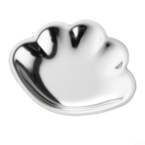 Bandeja de acero inoxidable, bandeja de joyería cosmética, bandeja de almacenamiento de metal, 9 x 7 cm, color rosa