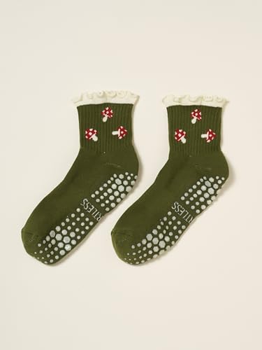 Image of Shapes Studio Half Calf Grip Socks, Cute Fruit Pilates Socks, Ruffle Socks, Non-Slip for Barre Yoga