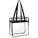 NFL & PGA Compliant Clear Stadium Security Zippered Shoulder Bag Travel & Gym Tote By Bags For Less – Sturdy PVC Construction with External Pocket– 12” X 12“ X 6”G – Color Fabric Trim & Long Handles