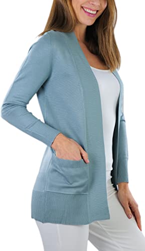 Image of ToBeInStyle Women's Long Sleeve Rib Banded Open Sweater Cardigan