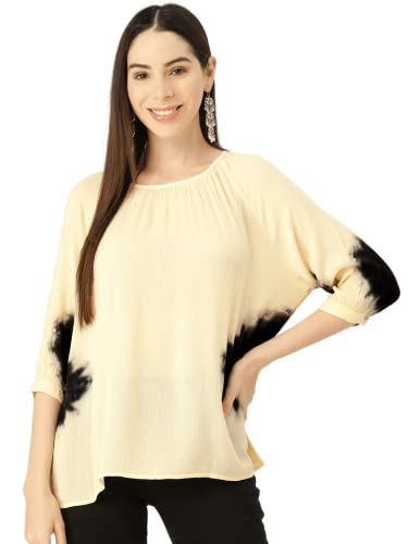 Image of Maaesa Rayon Top (X-Large, Beige Black)