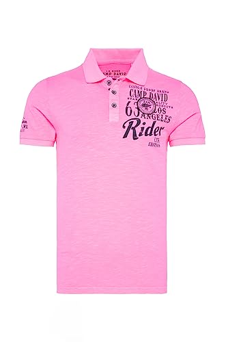 Camp David Herren Polo aus Flammgarn mit Rücken-Print