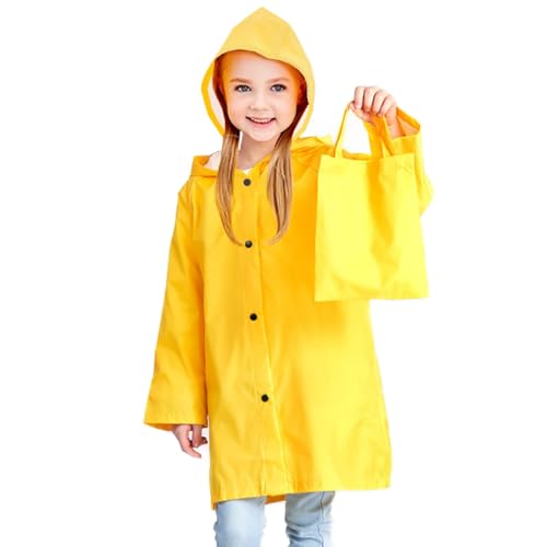 Yellow Kids Raincoat - Lightweight Long Hooded Rain Jacket for Girls Boys Toddler, Waterproof Kids Yellow Rain Coat3