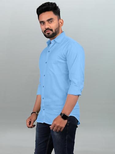 Image of Men Regular Fit Solid Spread Collar Casual Shirt