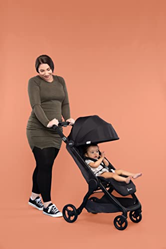 Ergobaby Metro+ Kinderwagen Buggy mit Liegefunktion, Kinder-Buggy Zusammenklappbar Autositz Kompatibel Klein Leicht Kompakt (Schwarz, Metro+)
