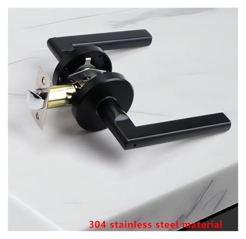Cerradura de puerta interior negra de acero inoxidable con pestillo de lengüeta 4