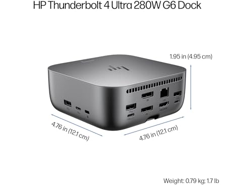Image of HP Thunderbolt 4 Ultra 180W G6 Dock (9X481UT), 13-in-1 USB-C Docking Station with Max 180W Charging, 4X 4K Displays, 3-Yr Warranty, RJ45, HDMI, 7 USB Ports, 2X DisplayPort for Laptop, MacOS, ChromeOS
