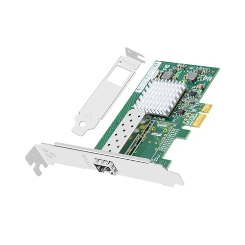 Tarjeta de Red de Fibra Óptica Gigabit con Chip Intel 82576, Adaptador de Red con Puerto Óptico SFP Único, PCIE NIC Gigabit Ethernet Compatible con Windows Server, Linux y VMware