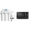 APEC Water Systems ROES-50 Essence Series Top Tier 5-Stage WQA Certified Ultra Safe Reverse Osmosis & Toshiba ML2-EM09PA(BS) Small Countertop Microwave Oven with 6 Auto Menus, Kitchen Essentials