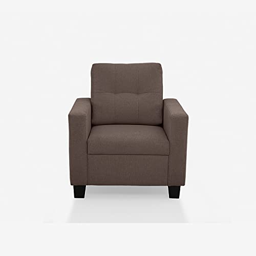Image of Duroflex Ease - 1 Seater Sofa | Premium Fabric, High Comfort Foam, Durable Wood Frame & Easy Maintenance | 3 Year Warranty | Single Seater Sofa for Living Room - Dark Saddle Brown