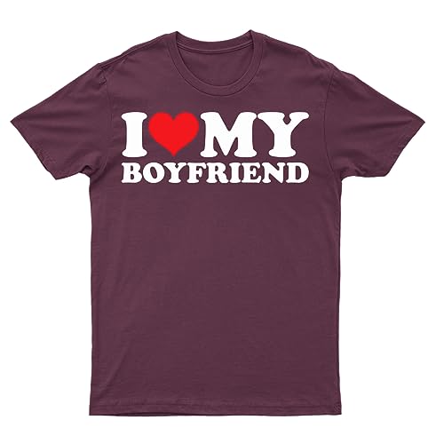 I Love My Boyfriend T-Shirt World's Best Boyfriend T-Shirt Soulmates Forever T-Shirt Men's Unisex Tee Love Top M Maroon