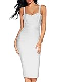 Madam Uniq Women's Straps Bodycon Bandage Dress Club Celebrity Dresses(XS,White)
