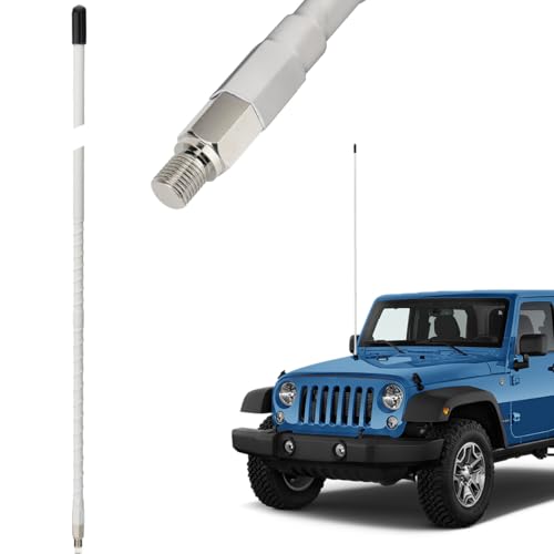 Antenne CB blanche en fibre de verre pour road trip et aventures tout-terrain