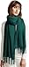 MaaMgic Schal Damen Warm Winter Herbst unifarben Baumwolle mit quasten/fransen, 20+ Farben Einfarbig & Kariert Pashmina Stola Schals MEHRWEG,Dunkel Grün