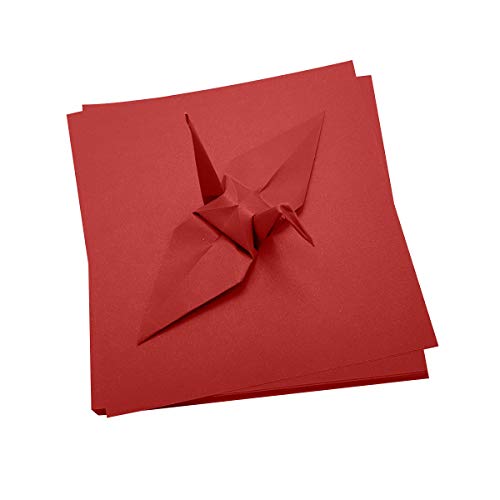 100 Origami Paper Double Sided Color 6X6 Inches Square Easy Fold Paper For Folding Paper, Origami Cranes, Scrapbook Paper (S16 Red) #TOP4