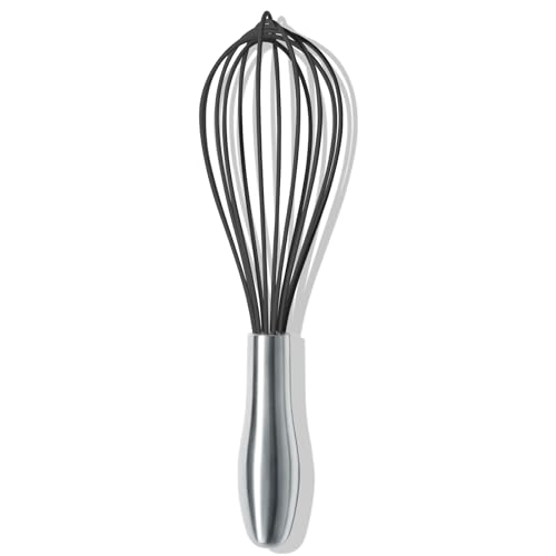 Image of OYV 10-Inch Black Silicone Whisk, Heat Resistant 480F Kitchen Whisk with Stainless Steel Ergonomic Handle, Non-Scratch for Nonstick Cookware, Dishwasher Safe, Perfect for Blending, Cooking & Beating
