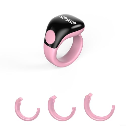 Gettimore Bague Tasbih intelligente étanche pour Zikr, compteur numérique 99999, perles de prière musulmanes, charge magnétique, compatible avec application (rose)