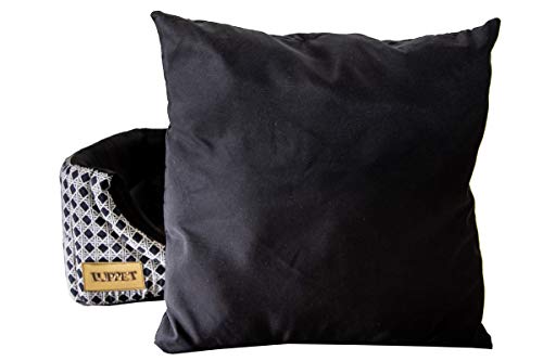 Toca e Cama Luppet 2 em 1 com Almofada para Cachorro ou Gato de 6kg a 12kg Preto Vime G