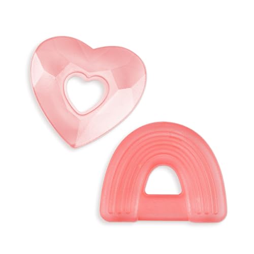 Image of Itzy Ritzy Water-Filled Teethers - Cold Cutie Coolers Textured On Both Sides to Massage Sore Gums & Emerging Teeth - Can Be Chilled in Refrigerator, Set of 2 Pink Water Teethers