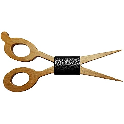 BOBIJOO Jewelry - Fliege Holz Ahorn Schere Friseur Trend Ecolo Leder Schwarz Handgefertigt Cover