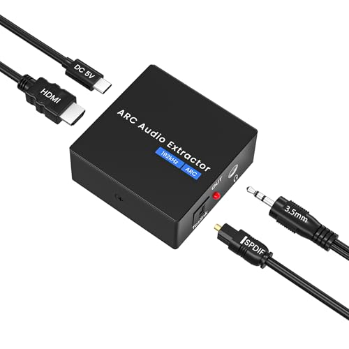 Image of HDMI ARC Audio Extractor, 192KHz ARC Adapter HDMI ARC to Optical and Analog 3.5mm RCA Audio Converter Splitter,for TV to Non-ARC Sound System Speaker Amplifier
