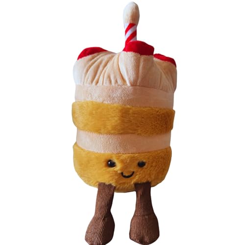 BRSTPGH WeightedPlush Birthday Cake Plush Stuffed Animal Food Plushies Happy Smile Cake Pillows 12in, Birthday Gifts for Kids