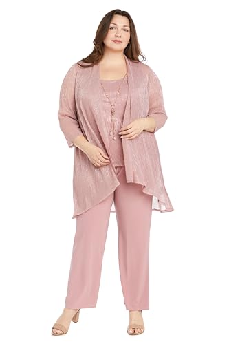 R&M Richards Women's Petite Luxe Harmony 3-Piece Duster Set in Rose | Size 12 Formal Outfit - Image 6