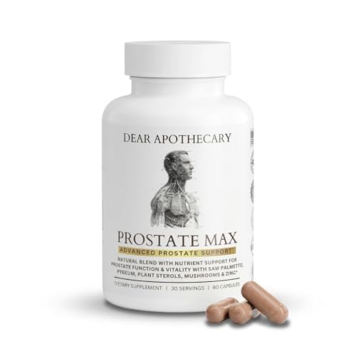 Prostate Max Support Supplement - Saw Palmetto 200mg Pygeum 100mg Zinc Selenium - Urinary Health & Flow - Vegan Non-GMO Gluten Free - 60 Capsules