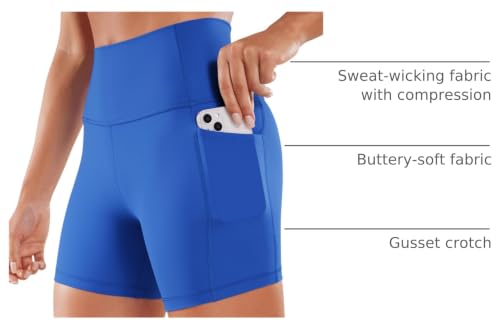 Image of CRZ YOGA Biker Shorts Pockets 5 inch | Naked Feeling, Sleek, Decent Compression, Yoga, High Waisted, for Women