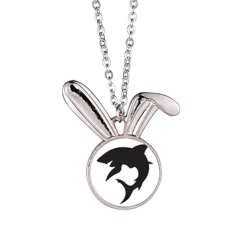 Collier requin bleu océan pendentif poisson féroce et lapin bijou fantaisie tendance