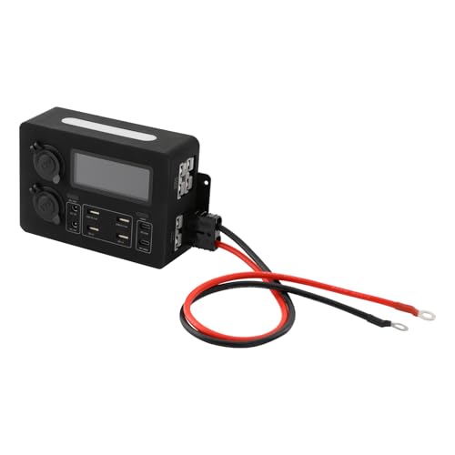 Multifunctional Power Box with 2 PD Ports & 10 Outlets, 12V/24V DC Power Distribution Panel for RV, Marine, Boat, Car, Truck, LED Display Overload Protection Wall-mounted Mini Power Box, 6.6*2.2*4.7in