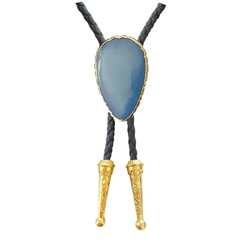Image of Daisy Del Sol Gemstone Bolo Tie Braided Vegan Faux Leather Natural Stone Gold Handmade Necklace Adjustable Boho Western Jewelry