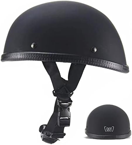 Motorcycle Half Helmet, DOT Approved Adult Men Women Retro Open Face Bike-Helmets, Bicycle/Skateboard Helmet for Adults, Bike, Skate, Scooter, Longboard Half Shell Helmet (Matte Black, XX-Large)