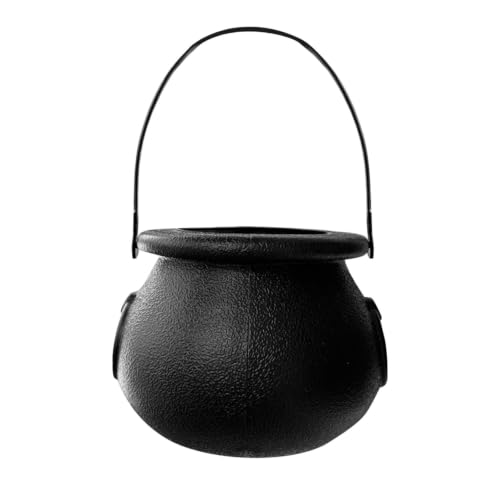 3 Inch Black Witch Cauldron Halloween Candy Bucket for Halloween Party