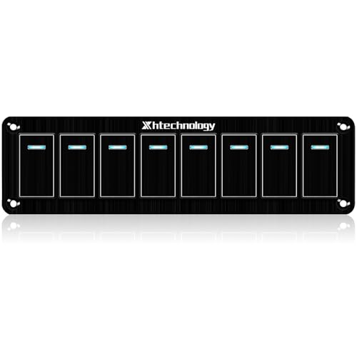 8 Gang Marine Rocker Switch Panel,Aluminum Waterproof Boat Toggle Switch Panel for Car,Rv,Truck Modification Black 12V/24volt