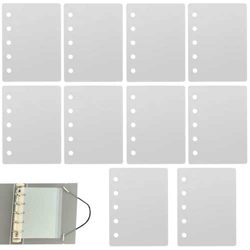 TOAURDA シール帳 仕切り板 5穴 M5 プラスチック【10枚入り】手帳 シール台紙 透明 剥離紙 シール帳 はがせるバインダー 半透明 pp製 防水性と耐久性 手帳 ノート ジャーナル用オフィス用品 文房具