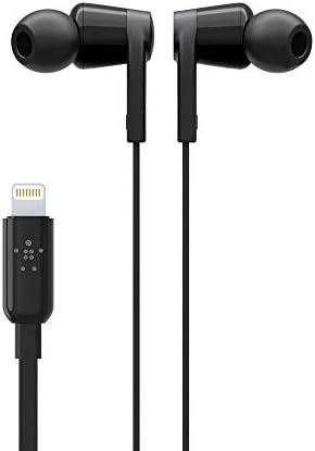 Belkin SoundForm iPhone Headphones with Lightning Connector (Lightning Earphones for iPhone 13, 13 Pro, 13 Pro Max, 13 mini, 12, 12 Pro, 12 Pro Max, 12 mini, 11, XS, X, SE, 8 Plus, 8, 7), Black