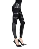 SlimMe Memoi Sexy Moto Pleather Butt Shaping Leggings | Faux Leather Leggings Black MSL 001 Large/X-Large