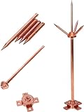 YLFFFZZZ Lightning Rod, Pure Copper Lightning Rod Lightning Three-Pole Spike Brass Removable Lightning Protection Equipment Lightning Protection System Kit for House Roof Bungalow Tin House