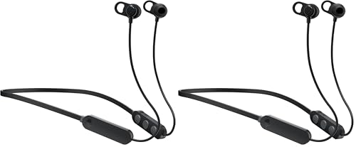 Image of Skullcandy Jib+ Wireless Earbuds,Bluetooth Headphones,Up to 6 Hours Battery,Noise Isolating Fit,Water Resistant,Microphone for iPhone Android,Convenient Collar and 3 Ear Gel Sizes - Black,(Pack of 2)