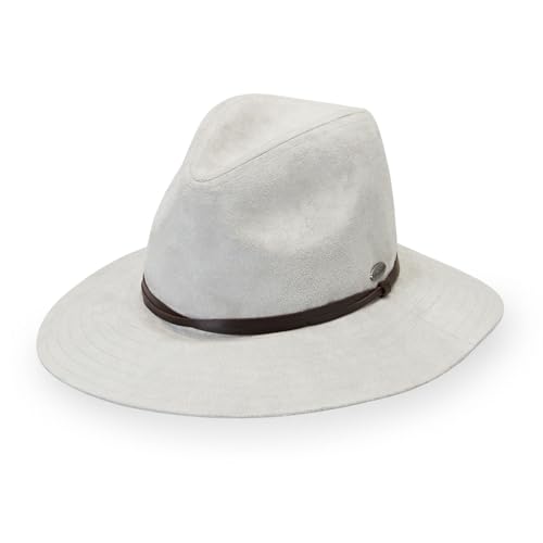 Wallaroo Women’s Telluride Fedora (Light Grey) UPF 50+ Sun Protection, Wide Brim Felt Sun Hat, Natural Felt Fiber, Medium Size – Adjustable Fit, Mountain Chic UV Sun Hat with Rugged Urban Style