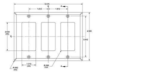Image of Leviton 3-Gang Decora /GFCI Device Wallplate, Standard Size, Thermoset, Device Mount, 80411-E, Black