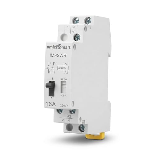 Image of amiciSmart 16A Impulse Relay, 2 Pole 230VAC Latching Relay for Line Control