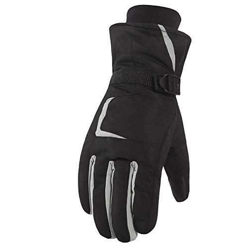 PAMRAY Guantes de Esquí Hombres Mujer Impermeable Guante al Aire Libre Gloves Snowboard Térmica Invierno para Motociclismo Escalada Alpinismo Gris L