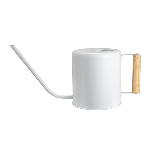 1.5 Liter Watering Can for Indoor Plants, House Plants, Flower Watering, Outdoor Plants - Small Metal Watering Can with Long Spout (White)