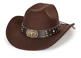 Western Cowboy Hat for Men Women Classic Roll Up Fedora Hat with Buckle Belt(Size:S-M)