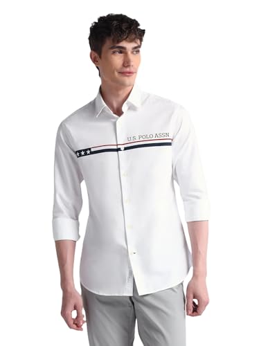 Image of U.S. Polo ASSN. Striped Regular Fit Cotton Shirts for Men - Full Sleeve Mens Casual Shirts