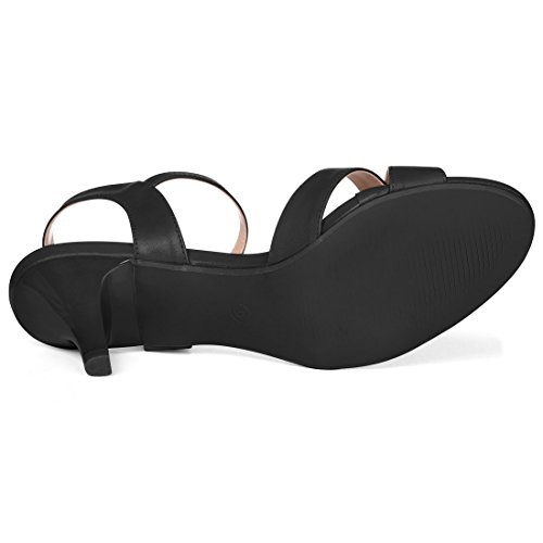 Allegra K Women's Cross Straps Kitten Heel Black Sandals 6 M US