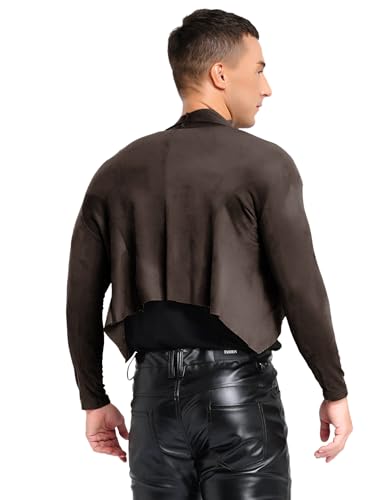 YiZYiF Men's Long Sleeve Crop Open Front Cardigan Western Style Clubwear for Rave & Party2